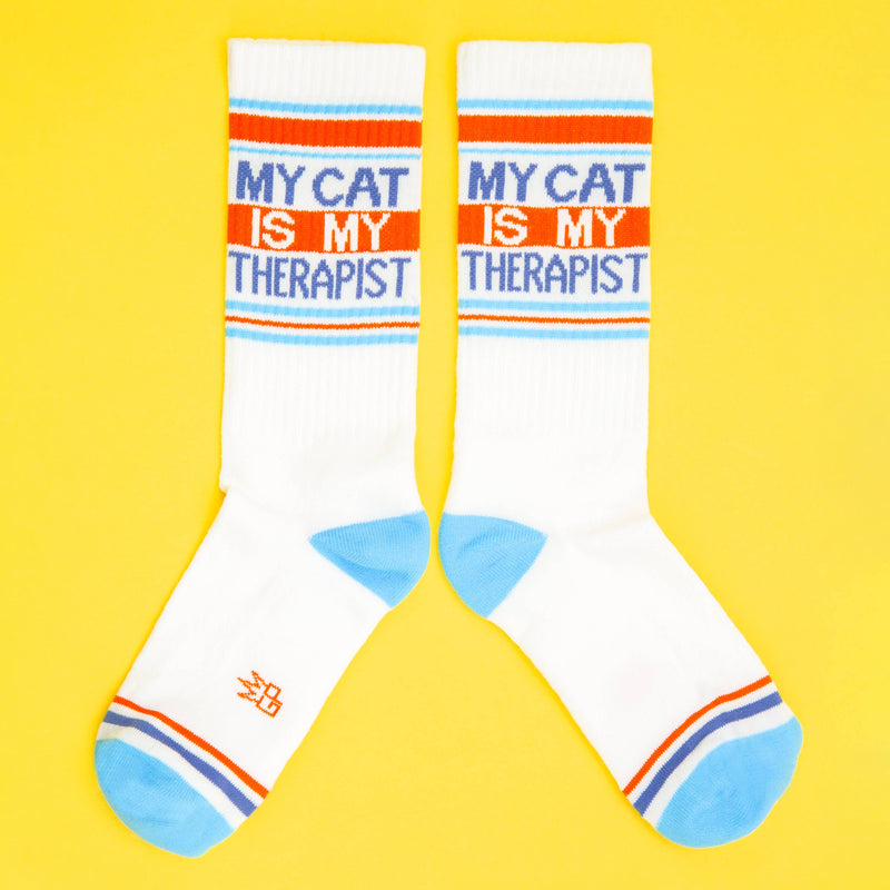 My Cat Is My Therapist Gym Socks