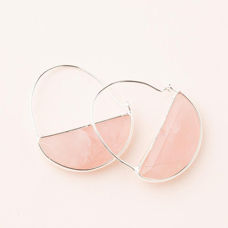 Prism Hoop Earrings - Rose Quartz/Silver