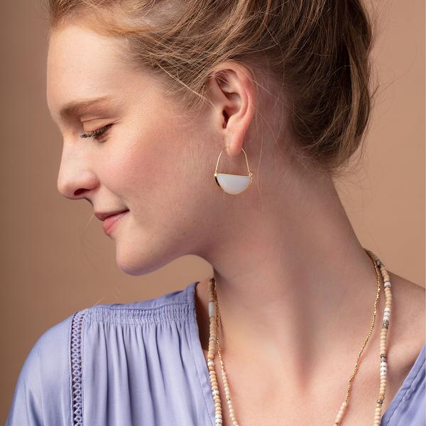 Prism Hoop Earrings - Opalite/Silver