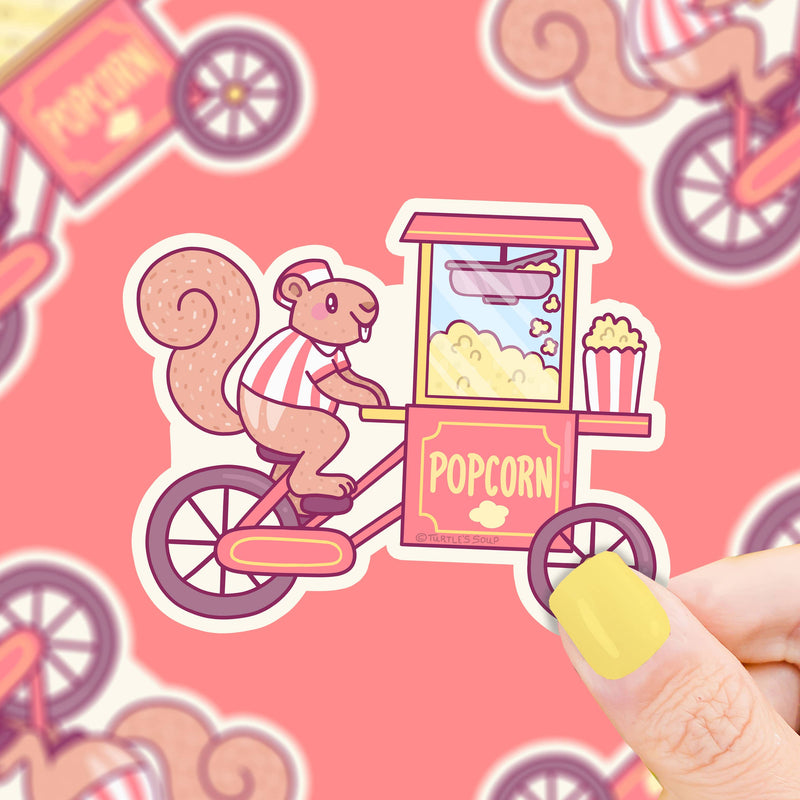 Squirrel Popcorn Cart Sticker