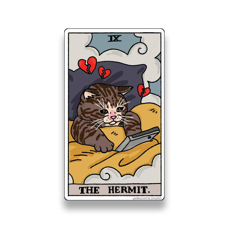 Tarot Cat Meme Die-cut Hermit Sticker