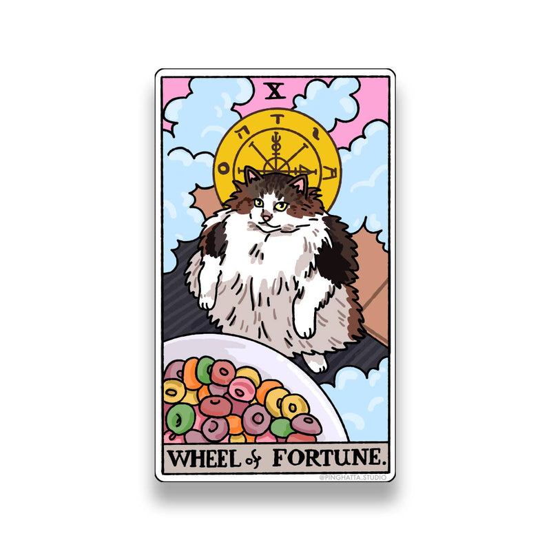 The Wheel of Fortune Tarot Cat Meme Sticker