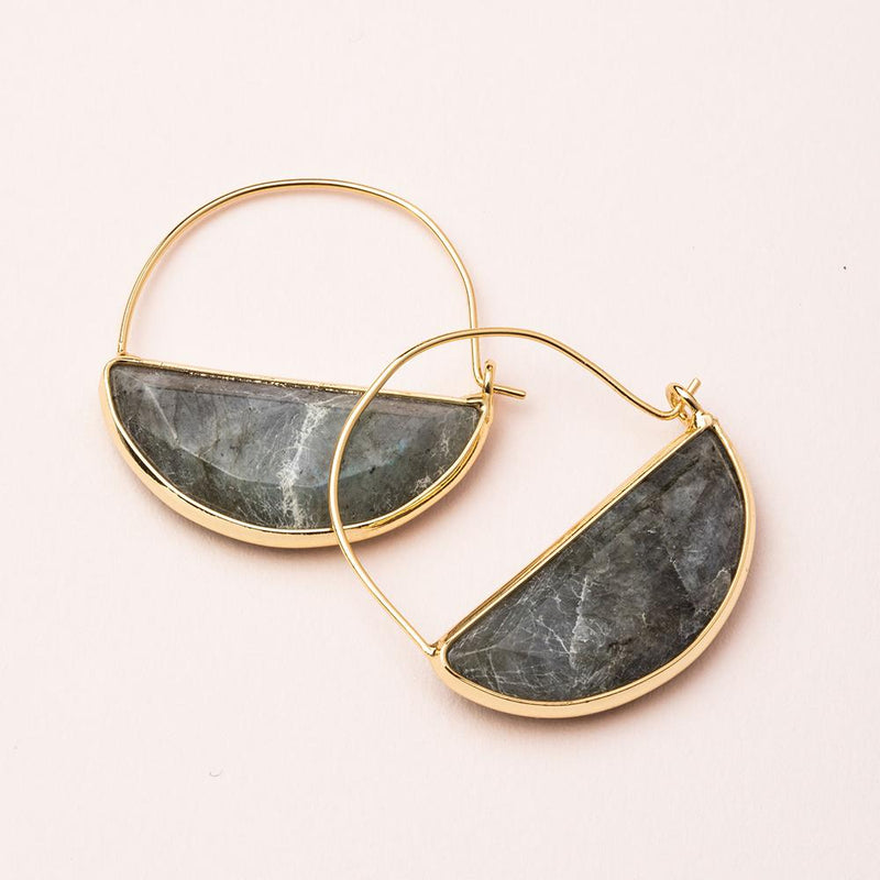 Prism Hoop Earrings - Labradorite/Gold