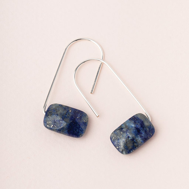 Floating Stone Earring - Lapis/Silver